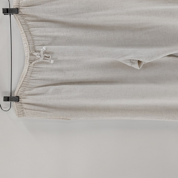 CLIO Off White Pull On Pants Flax Blend Size Medium Elastic Waist Drawstring Vtg - Picture 2 of 10